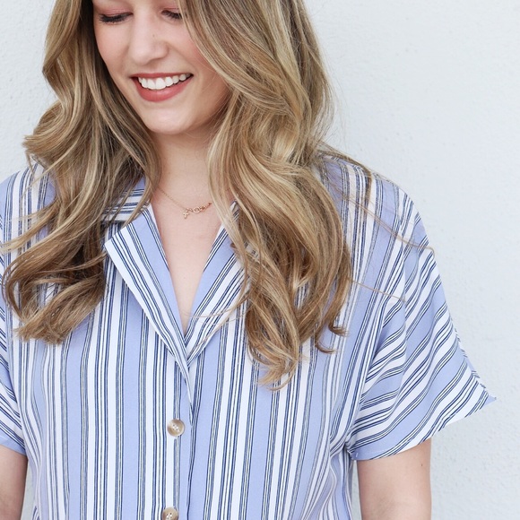 blue striped top - Picture 2 of 5